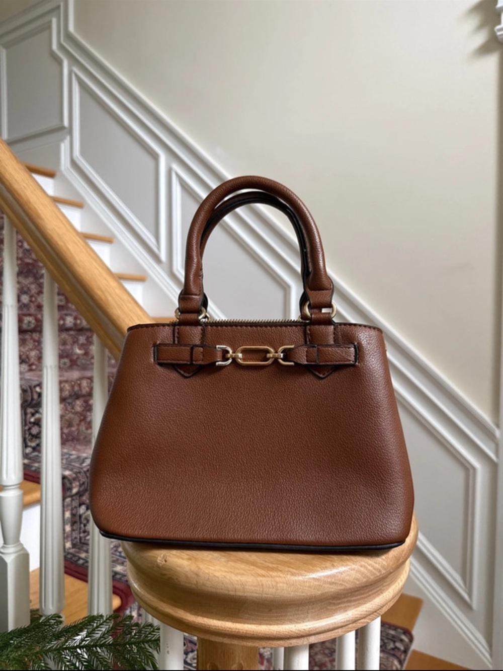 Small Brown tote Leather Top-Handle Satchel Handbag